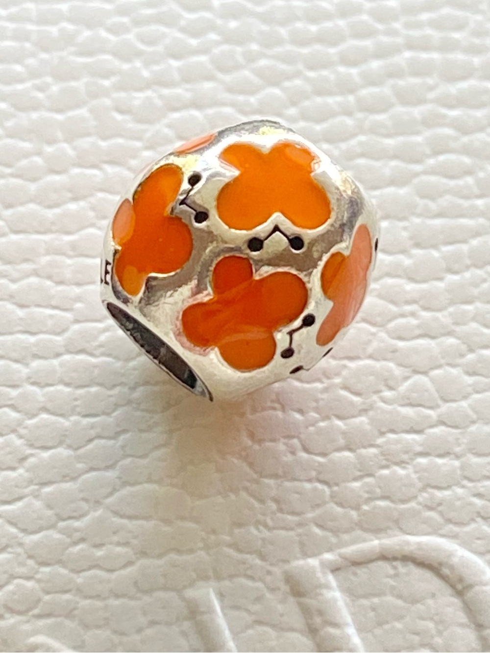 Authentic Pandora Silver Orange Enamel Butterfly Charm ~ Retired & RARE !!